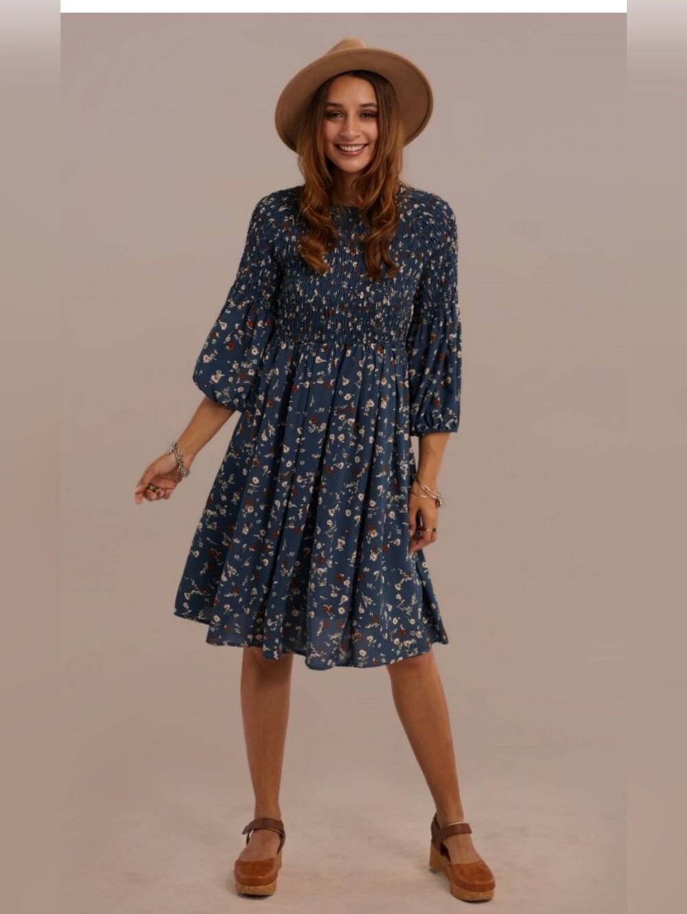ROOLEE""" Floral Smocked Dress - Picture 12 of 14